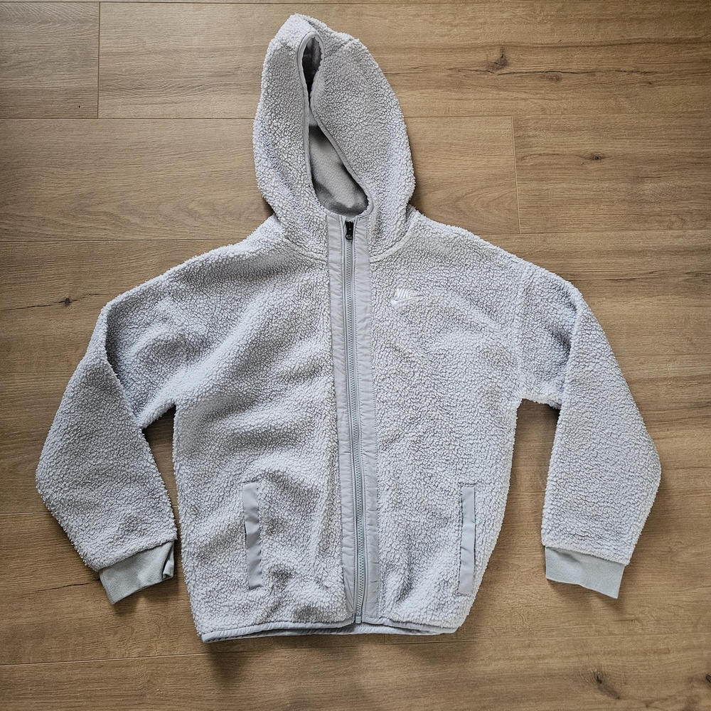 Nike Kids Light Gray Sherpa Hoodie